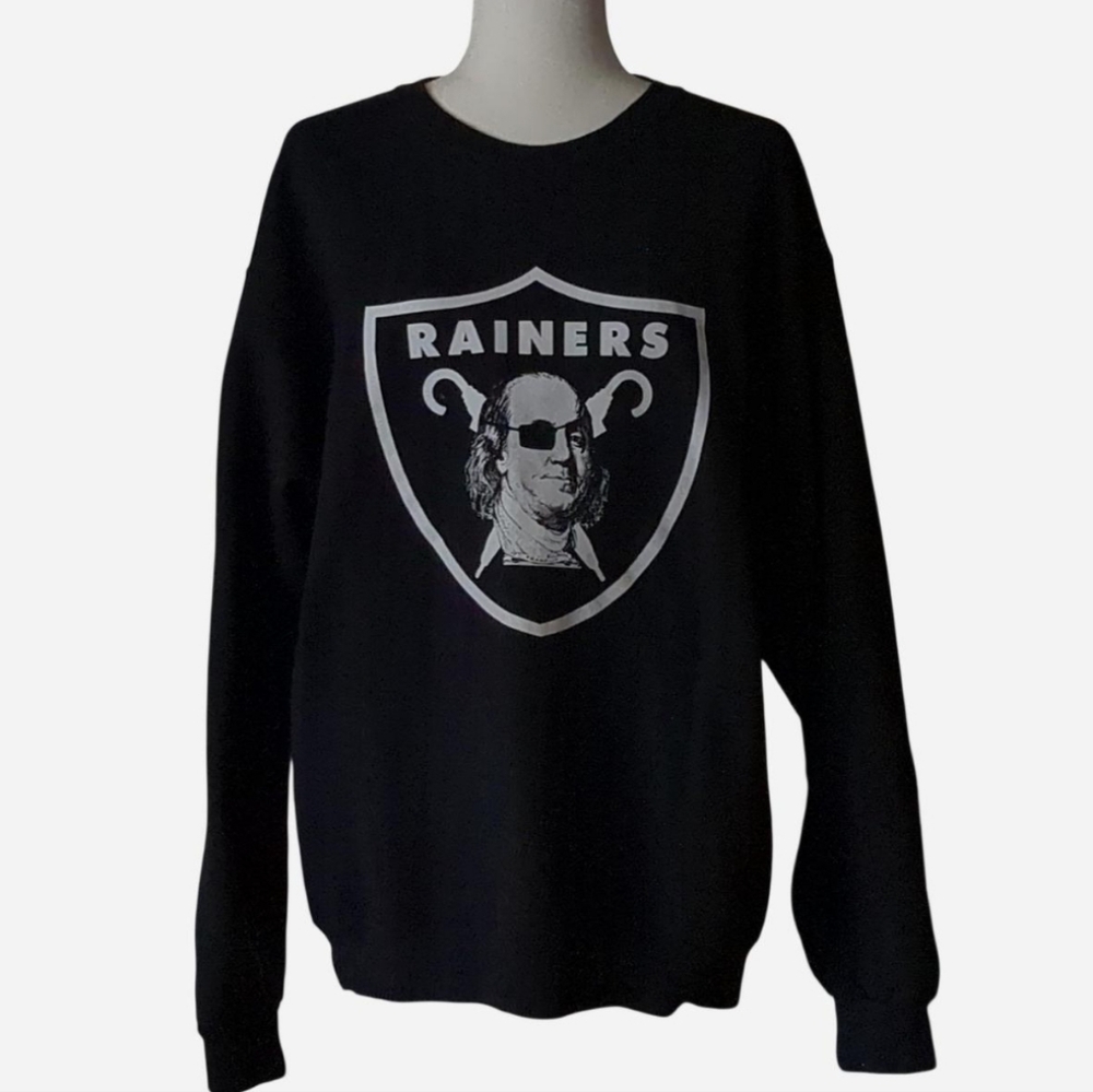 Rare Cloney Streetwear Ben Franklin Black Crewneck Pullover Size L